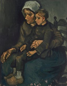 Bondekvinna med barn i knäet, 1885. av Vincent van Gogh