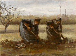 Två bondkvinnor som gräver potatis, 1885. av Vincent van Gogh