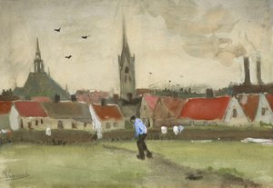 Utsikt över Haag med Nieuwe Kerk, 1882. av Vincent van Gogh