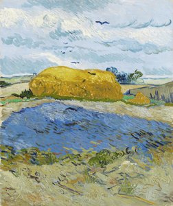 Vetestack under en molnig himmel, Auvers-sur-Oise, 1889. av Vincent van Gogh