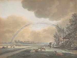 Landskap med en regnbåge över en bondgård och en avlägsen by, n.d..