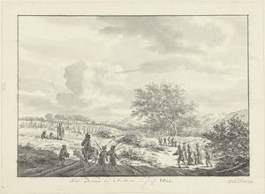 Arméläger i sanddynerna nära Overveen i juli 1803 Lägret nära Overveen, i juli 1803 (titel på objekt)