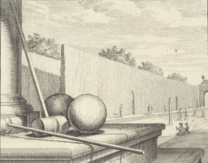 背景にクロケット選手がいるクロケットの属性、1714年スウェーデン語 av Vincent Laurensz Vinne van der