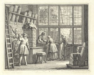 Interiör i en tygaffär av Vincent Laurensz. van der Vinne (II)