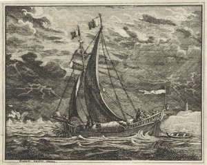 Skepp i olycksbådande väder av Vincent Laurensz. van der Vinne (II)
