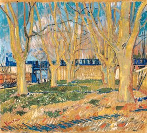 "Avenue of Plate Trees near Arles Station" (Avenue of Plate Trees near Arles Station) Målning av Vincent van Gogh (1853-1890) 1888 Paris, Rodin Museum av Vincent van Gogh