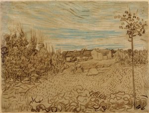 Bondgård på ett fält av Vincent van Gogh