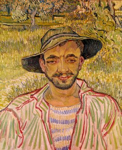 Byst av bondansikte med stråhatt Målning av Vincent Van Gogh (1853-1890) 1889 Dim. 61x50 cm. Galleria Nazinale d