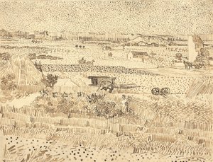 Harvest - La Craus slätt, 1888. av Vincent van Gogh