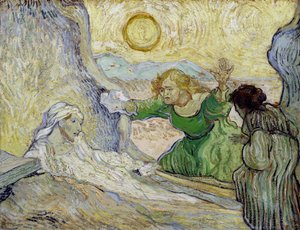 ""The Raising of Lazarus"" (The Raising of Lazarus (efter Rembrandt)) Målning av Vincent van Gogh (1853-1890) efter Rembrandt av Vincent van Gogh