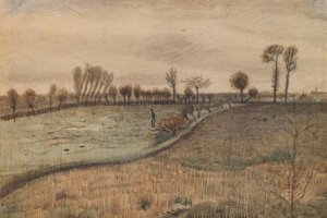 Landskap med hamlade pilar (verso: figur i ett landskap) av Vincent van Gogh
