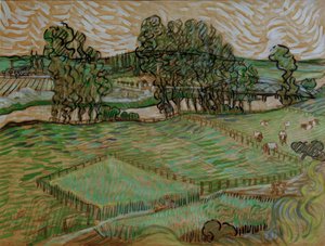 Landskap med bro över Oise av Vincent van Gogh