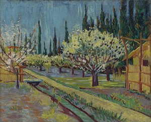 Fruktträdgård kantad av cypresser av Vincent van Gogh