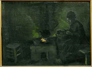 Bonde nära atre (målning på duk) av Vincent van Gogh