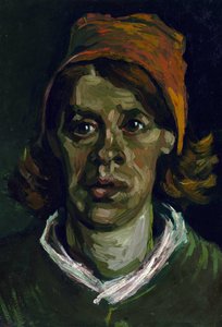 ""Porträtt av en bondkvinna med röd luva"" (Head of a bondekvinna med röd luva) Målning av Vincent Van Gogh (1853-1890) av Vincent van Gogh