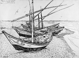 Segelbåtar i Saintes-Maries av Vincent van Gogh