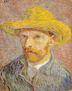 Självporträtt med stråhatt framsida: Potatisskalaren, 1887. av Vincent van Gogh