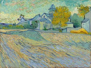 Utsikt över asylet och kapellet i Saint-Remy, 1889 av Vincent van Gogh