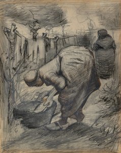 Kvinna vid tvättkaret, i en trädgård av Vincent van Gogh