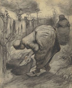 Paysanne au bassin dans un jardin (1885) av Vincent van Gogh