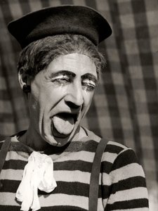 Porträtt av en clown, Italien, ca 1950 (gelatinsilvertryck) av Vincenzo Balocchi
