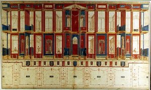 Pompeianska väggdekorationer (akvarell och gouache på papper)