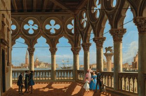 Utsikt över Bacino di San Marco från Loggia av Palazzo Ducale, Venedig.