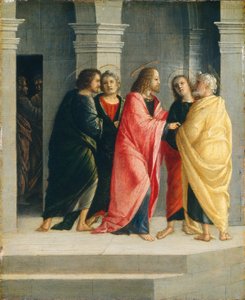 Kristus instruerar Petrus och Johannes att förbereda sig för påsken av Vincenzo Civerchio