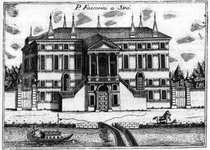 Palatset (Palazzo) Foscarini i Stra nära Venedig. i "" Singularity of Venice "" av Vincenzo Coronelli (1650-1718).