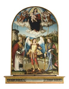 Madonna med barn i härlighet av Vincenzo Pagani