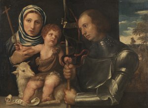 Spädbarnet Saint John med ett kvinnligt helgon och ett krigarhelgon, 1510-20 av Vincenzo di Biagio Catena