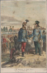 General György Klapka överlämnar fästningen Komárom till fältmarskalk Jacob Julius von Haynau den 2 oktober 1849