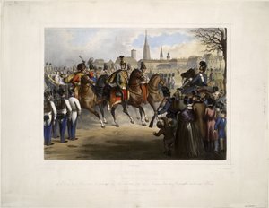 Nicholas I av Ryssland som överste för 9:e husarregementet Graf Nádasdy vid Glacis i