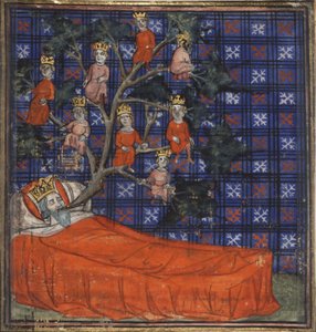 Jesses träd från Bibelns historia av Guiart des Moulins, 1400-1415
