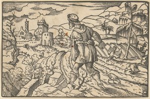 Jesajas läppar renades av en seraf [recto]; Jeremias vision [verso] av Virgil Solis