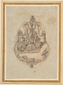 Design för ett hänge föreställande Bacchus till sjöss av Virgilius the elder Solis