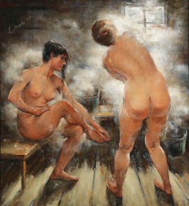 I ett ryskt ångbad, 1918. av Vitali Gavrilovich Tikhov
