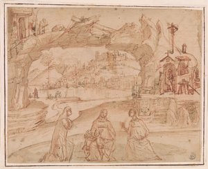 Carpaccio - Jungfru med barn och helgon i ett landskap, ca 1500-1510 av Vittore Carpaccio