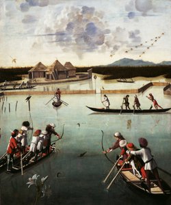 Jakt på lagunen, ca 1490-5 (olja på panel)