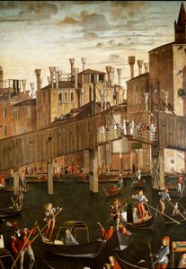 Miraklet av reliken av det heliga korset vid Rialtobron i Venedig, detalj. Målning av Vittore Scarpazza dit Vittore Carpaccio (1460-1525)