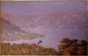 Kärlekens pärla (Nebbiolina sul lago) (Dimma på sjön, Dimmor på sjön) Målning av Vittore Grubicy de Dragon (1851-1920) 1896 Dim 33,5x51 cm Milano, Galleria d