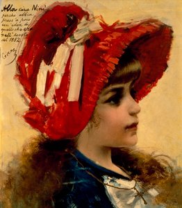 Porträtt av Nini av Vittorio Matteo Corcos (1859-1933), olja på duk, 43x37 cm