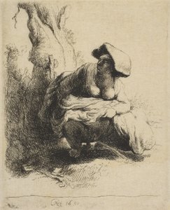 A Woman Making Water, sent 1700-tal tidigt 1800-tal., sent 1700- tidigt 1800-tal.