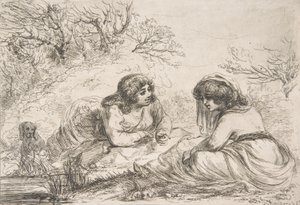 Två kvinnor i ett landskap, 1700-tidigt 1800-tal., 1700-tidigt 1800-tal. av Vivant Denon