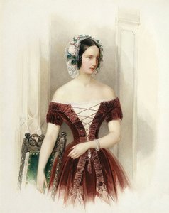 Porträtt av hertiginnan Alexandra Nikolajevna av Ryssland (1825-1844) Prinsessan av Hessen Kassel"" (storhertiginnan Alexandra Nikolaevna av Ryssland) Målning av Vladimir Ivanovich Hau (Gau) (1816-1895) cirka 1840 Sankt Petersburgs statliga friluftsmuseum 