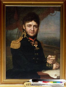 ""Portrait du navigateur et officer Yuri Lisyansky (Lisiansky ou Lisianski) (1773-1837)"" Peinture de Vladimir Borovikovsky (Borovikovski) (1757-1825) 1810 State Central Navy Museum Saint Petersbourg av Vladimir Lukich Borovikovsky