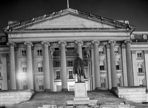 Treasury Building, Washington på natten