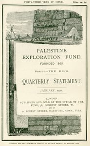 Frontispice som skildrar utforskningar som genomfördes av löjtnant Charles Warren och hans män, nära den södra muren av Haram al Sharif, Jerusalem, från Quarterly Statement of the Palestine Exp av W.H. Simpson