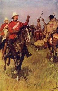 Ett utbyte av hälsningar på prärien (färg litho) av W.R.S. (after) Stott