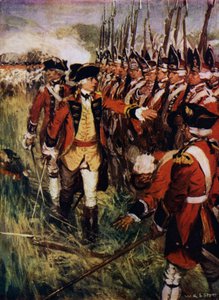 Wolfe at Quebec (färg litho) av W.R.S. (after) Stott
